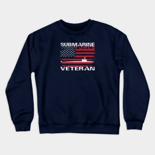 Submarine Force Veteran USA Flag White Stars Crewneck Sweatshirt